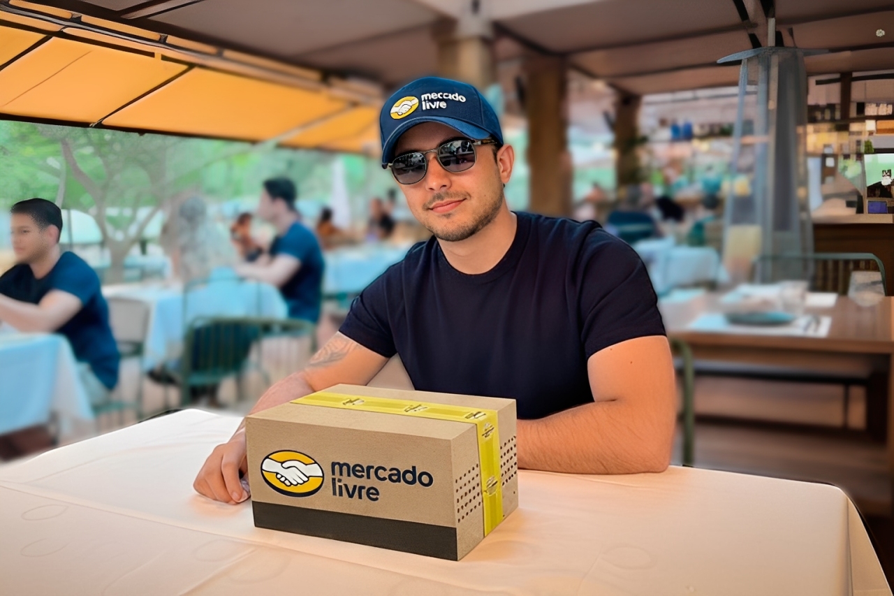 Zé Garimpou com caixa do Mercado Livre