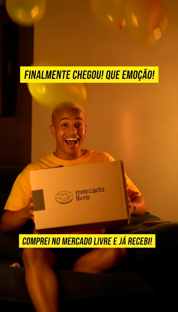 Cliente emocionado com entrega do Mercado Livre